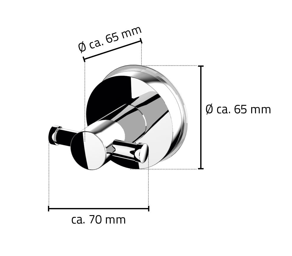 Eauophanghaken  65 x 65 x 72 mm chroom